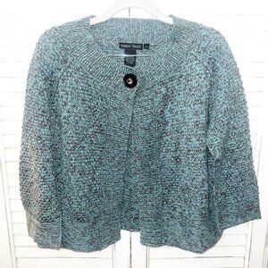 Nomadic Traders Textured Cardigan One Button Teal Size Large